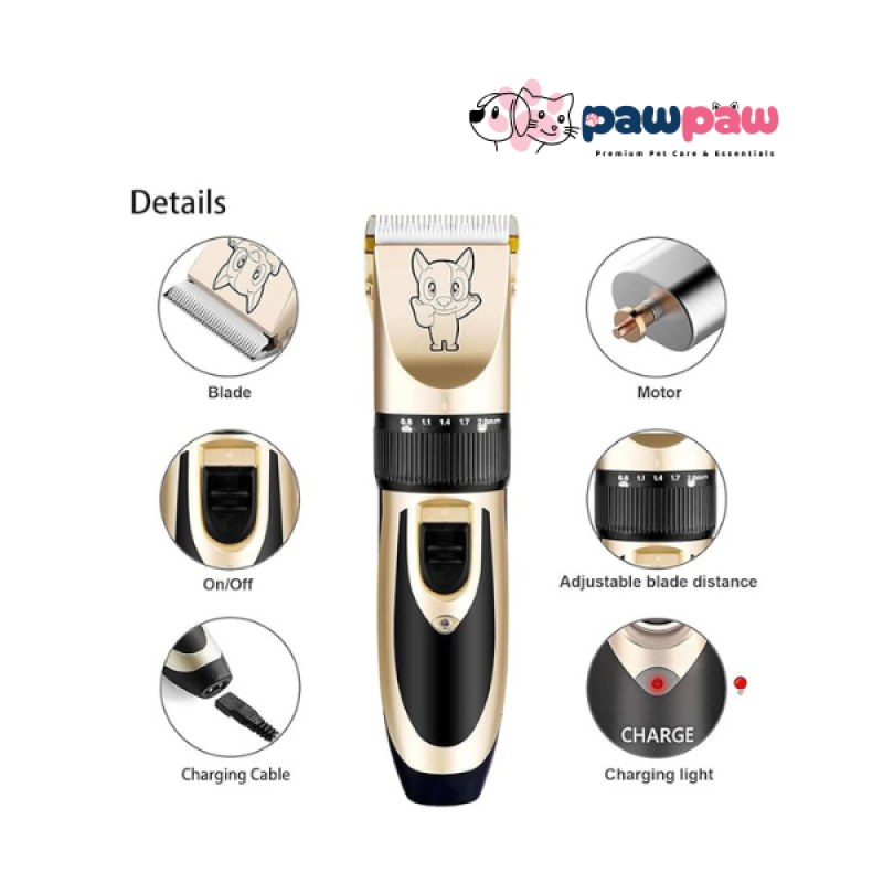 Professional Rechargeable Low-Noise Pet Clipper Kit